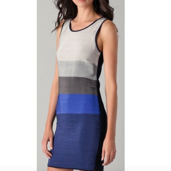 Rag & Bone Blue Layered Silk Color Block Dress Size Large - Picture 2 of 15